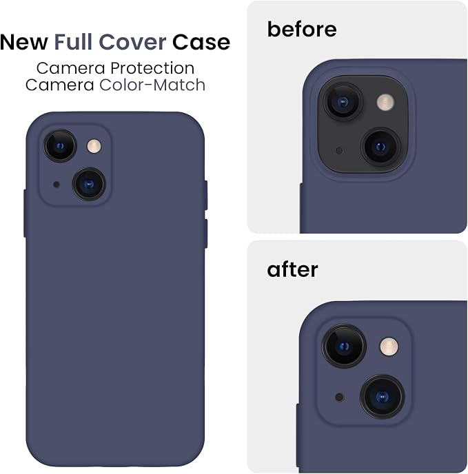 FireNova Designed for iPhone 13 Case, Silicone Upgraded [Camera Protection] Phone Case, Soft Anti-Scratch Microfiber Lining Inside, 6.1 inch, Navy Blue