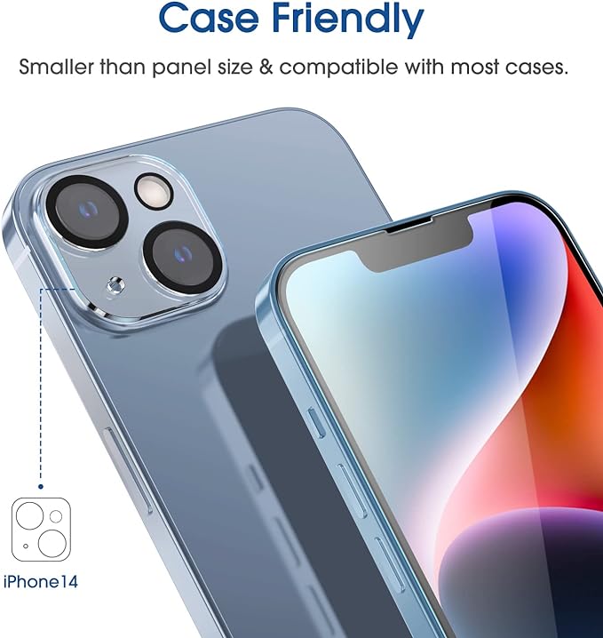 amFilm Tempered Glass Screen Protector + Camera Lens Protector for iPhone 14 6.1, Easy OneTouch Installation, Auto-alignment, Bubble Free Case Friendly, Anti-Scratch (Pack of 2)