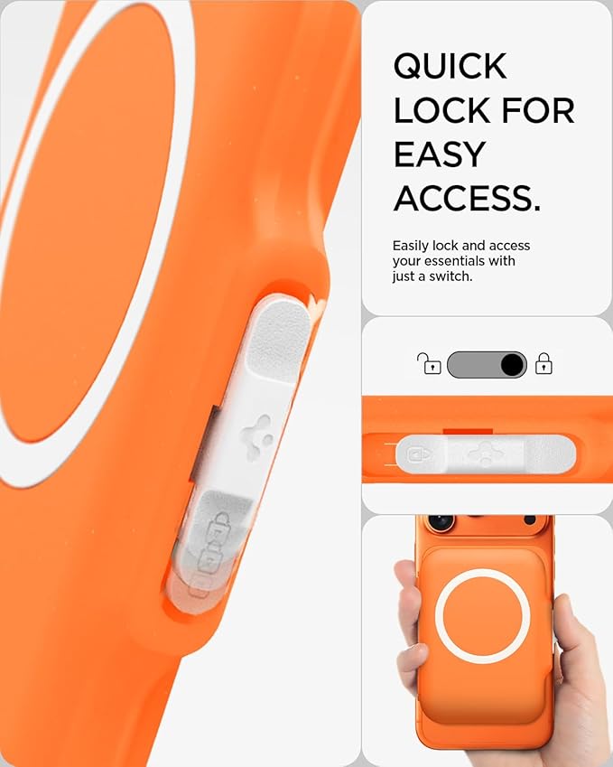 Spigen for MagSafe Wallet, Heavy Duty Hardshell Magnetic Card Holder Compatible with iPhone 17/16/15/14/13/12 Pixel 10 Series MagSafe-Cases Pixelsnap Holds 5-6/7-8 Cards