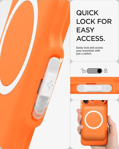 Spigen for MagSafe Wallet, Heavy Duty Hardshell Magnetic Card Holder Compatible with iPhone 17/16/15/14/13/12 Pixel 10 Series MagSafe-Cases Pixelsnap Holds 5-6/7-8 Cards