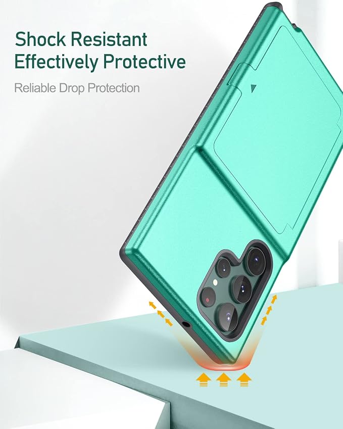 WeLoveCase Samsung Galaxy S22 Ultra Case Wallet Case with Credit Card Holder & Hidden Mirror, All-Round Protection Shockproof Phone Cover Designed for Samsung Galaxy S22 Ultra, 6.8 inch Mint Green