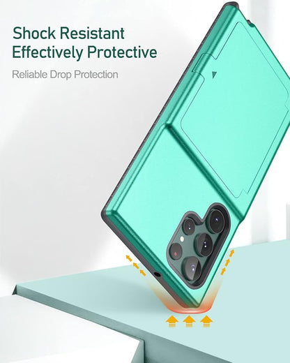 WeLoveCase Samsung Galaxy S22 Ultra Case Wallet Case with Credit Card Holder & Hidden Mirror, All-Round Protection Shockproof Phone Cover Designed for Samsung Galaxy S22 Ultra, 6.8 inch Mint Green