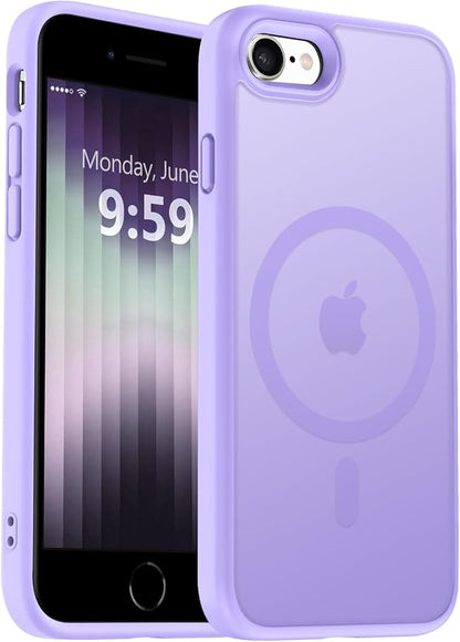 MOCCA Strong Magnetic for iPhone SE Case 2022/iPhone SE 2020 Case/iPhone 7 Case/iPhone 8 Case [Compatible with Magsafe] Slim Thin Translucent Matte Protective Cover Phone Case 4.7'', Light Purple