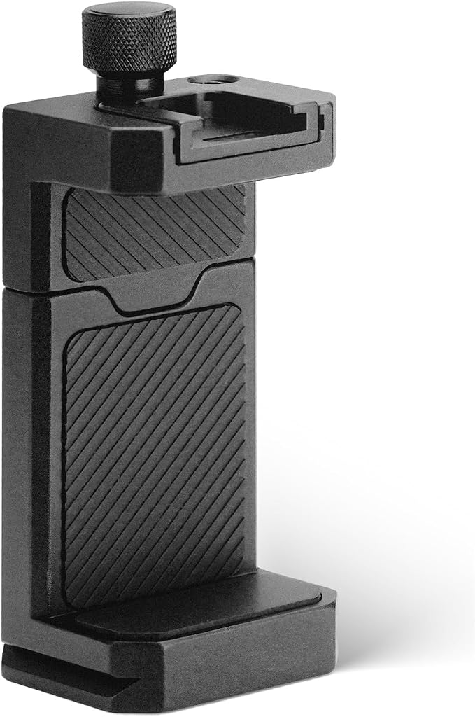 Aluminum Phone Tripod Mount with Cold Shoe & ARCA-Swiss Quick Release, Adjustable Smartphone Clamp with 1/4" Thread, Universal Phone Holder for iPhone 17/16/15/14/13, Samsung, Vlogging, Filming