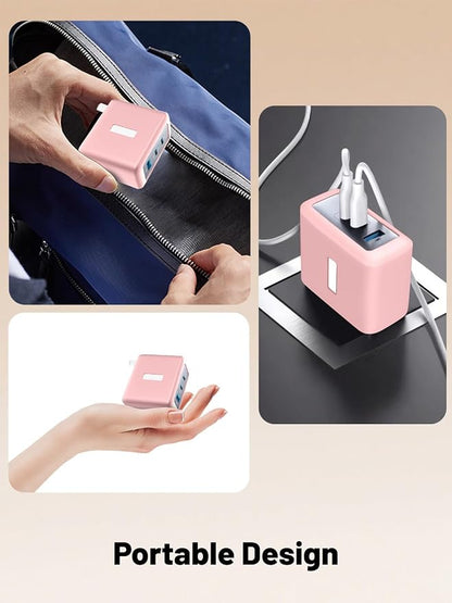 Silicone Protective Case for Anker Nano 100W USB-C Charger, Full-Body Protective Cover with Precise Cutouts, Shockproof Dustproof Charging Block Protector Sleeve & Scratch-Resistant Sleeve (Pink)