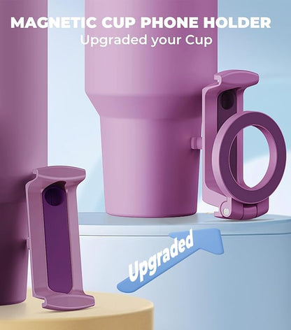 for Stanley Cup Phone Holder with Magnetic Phone Holder for Quencher H2.0 FlowState Tumbler Foldable Stand Water Bottle for Stanley Cup Accessories Hands Free for All Phones Cases
