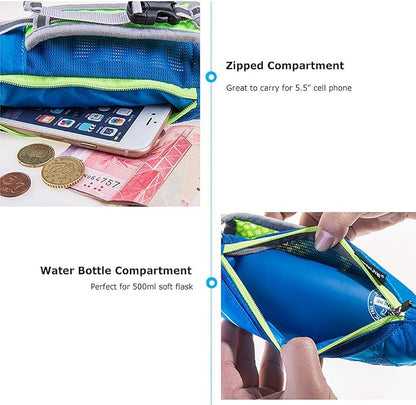 AONIJIE Quick Grip Handheld Soft Water Bottle for Running, Hand Strap Hydration Pack with 500ml Handheld Soft Flask Water Bottle (Blue)