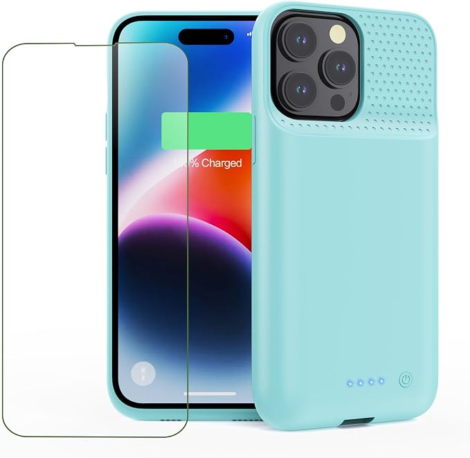 Feob Battery Case for iPhone 14 Pro Max,[2026 Upgraded] 8600mAh Ultra-Slim Portable Extended Charger Case Cover for iPhone 13 Pro Max Charging Case (6.7 Inch)-Green