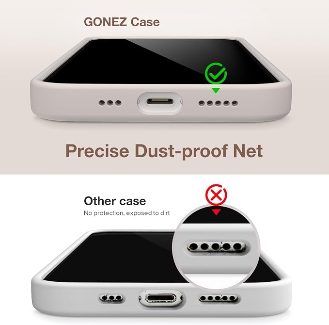 GONEZ Magnetic for iPhone 14 Case, Compatible with Magsafe, with Screen Protector + Camera Protector, Anti-Scratch Microfiber Lining, Liquid Silicone Shockproof Protective Phone Case, Stone
