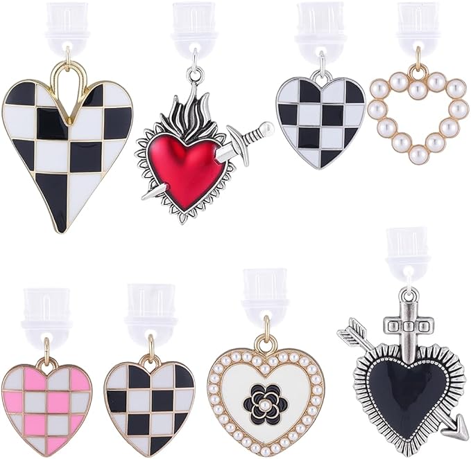 8Pcs Charms for E-Reader 8 Styles Heart Dust Plug Charm Compatible with Type C Charging Port Kindle Phone Accessories Gift for Book Lover Readers Men Women Halloween