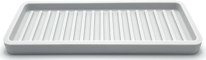 Happitasa Silicone Kitchen Sink Organizer Tray, Sponge Holder and Countertop Protector | Bathroom and Kitchen Soap Dish and Dispenser Tray (Light Grey, 9"x3.5", 5.6 Ounces)