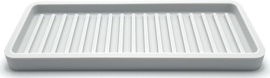Happitasa Silicone Kitchen Sink Organizer Tray, Sponge Holder and Countertop Protector | Bathroom and Kitchen Soap Dish and Dispenser Tray (Light Grey, 9"x3.5", 5.6 Ounces)