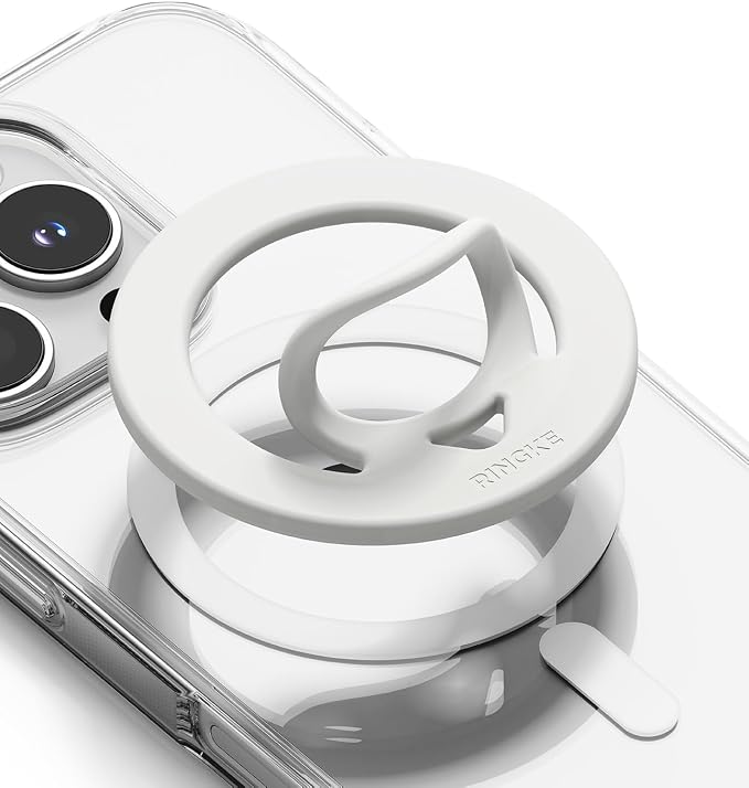 Ringke Dual Magnetic Silicone Ring [Compatible with MagSafe] Phone Grip, Dual-Sided Powerful Magnet, Lightweight (0.04 lb) & Super Slim (0.13 in) Soft Holder for iPhone, Galaxy, Pixel - White