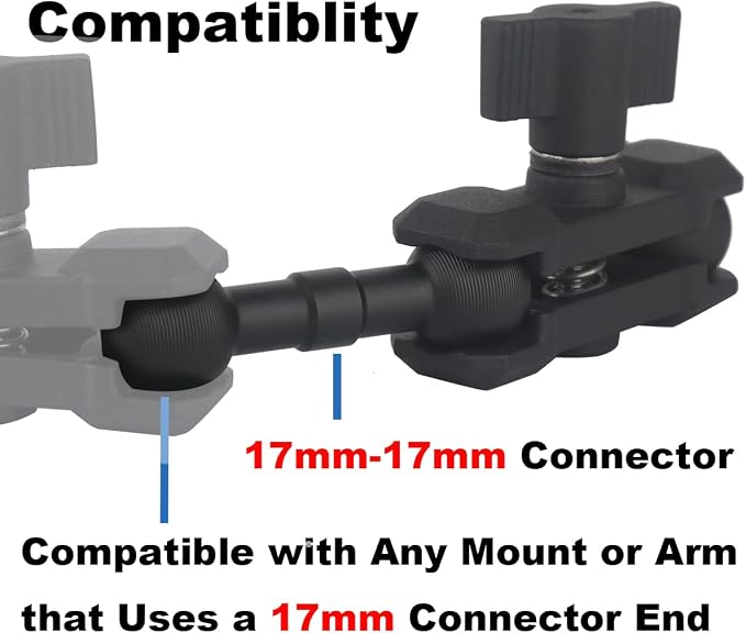 17mm Ball Mount Extension Adapter, 360° Rotation Extension Rod for Jeep Car Air Vent Dashboard 17mm Phone Holder, Compatible with Garmin GPS Mount, Aluminum