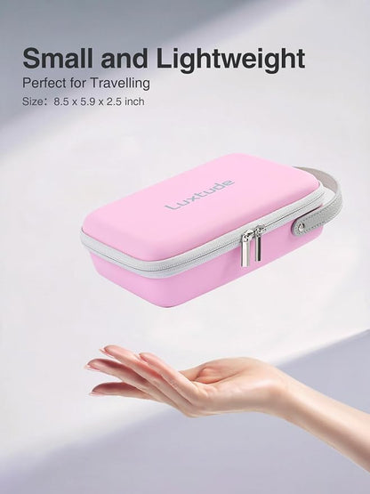 Luxtude Electronic Organizer Travel Case, Portable Tech Organizers, Hard Charger Organizer, Travel Cable Organizers, Tech Bag (Single-Layer, Pink, Small)