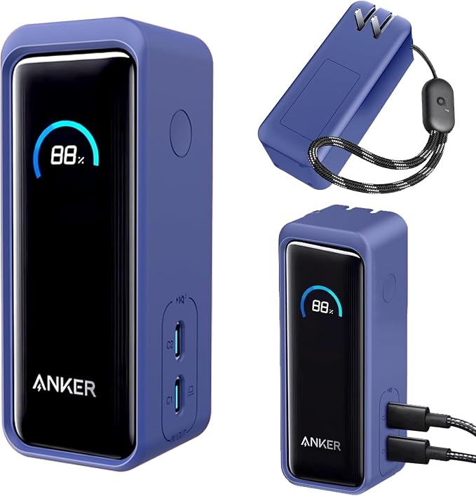 NOUKAJU Case for Anker Prime Power Bank 9600mAh 65W Output Silicone Protective Cover, Drop-Proof,Scratch-Proof,Shock-Proof,Protective Case for Anker Prime Power Bank 9600mAh(Blue)