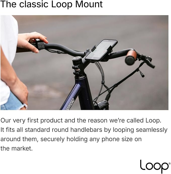 Loop Mount Universal Bike Phone Holder – 360° Rotating Metal Bicycle Phone Mount for iPhone & Samsung – Secure Handlebar Clamp, Durable, Shockproof, Fits All Standard Handlebars - Silver