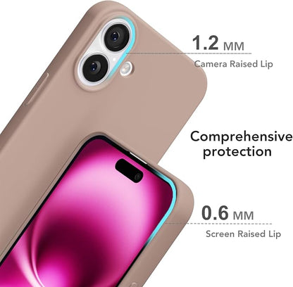 for iPhone 16 Plus Case Silicone Compatible with Magsafe Case, Ultra Slim Thin Magnetic Phone Cases Mag Safe, Cute Soft Rubber Gel TPU Matte Plain Wireless Charging Cover for Women, Brown
