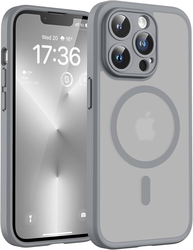 TOCOL for iPhone 13 Pro Max Case, Compatible with Magsafe Charger, Full Camera Protection, Translucent Matte for iPhone 13 Pro Max iPhone Case 6.7 inch (Gray)