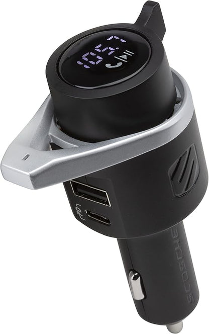 Scosche BTFMPD3SR-SP1 Universal Bluetooth Hands-Free Car Kit with Digital FM Transmitter and 20-Watt USB-C PD + 12W Type-A Charging Ports