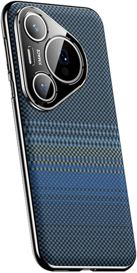 Shell for Huawei Pura 80 Ultra/80 Pro +/80 Pro/80, Electroplating Soft Edge Full Camera Protection Carbon Fiber Texture Leather Cover, 80 Ultra,Blue