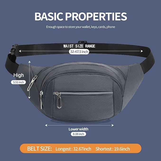 DAITET Crossbody Fanny Pack for Men&Women,Large Waist Bag & Hip Bum Bag with Adjustable Strap for Outdoors Workout Traveling Casual Running Hiking Cycling