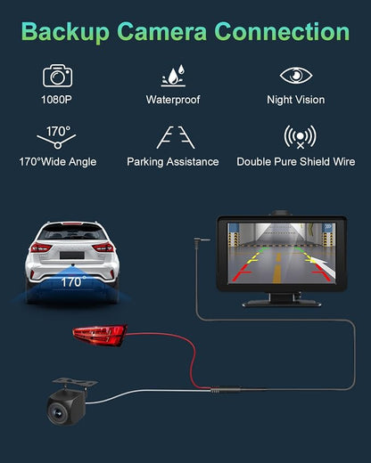 Apple Carplay Screen for Car, 7" HD Portable Wireless Apple Carplay & Android Auto Touchscreen, with 1080P Backup Camera, Car Play Screen Tablet, GPS Navigation/Mirror Link/Bluetooth/FM/Voice Control