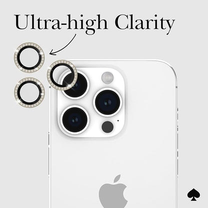 kate spade new york iPhone 15 Pro/iPhone 15 Pro Max Camera Lens Protector with Aluminum Rings - Crystal