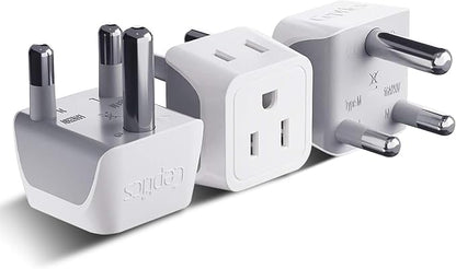 Ceptics South Africa, Namibia Travel Adapter Plug with Dual Usa Input - Type M - Ultra Compact - Safe Grounded Perfect for Cell Phones, Laptops, Camera Chargers and More 3 Pack (CT-10L)