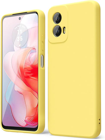 oakxco for Motorola Moto G Power 5G 2024 Phone Case Liquid Silicone, Thin Slim Soft Rubber Gel TPU Plain Simple Cover for Women Girl Cute, Matte Solid Color, Yellow