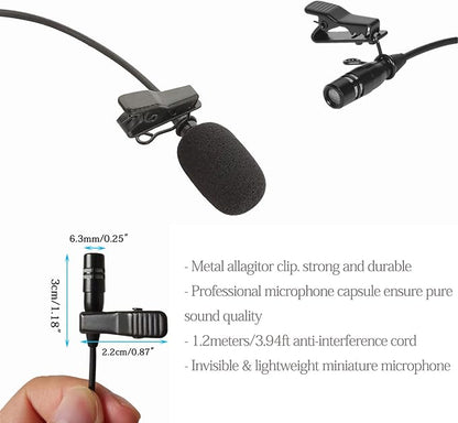 Lavalier Microphone Lapel Microphone Compatible with Sennheiser Wireless Transmitter - Unidirectional Condenser Mic – 3.5mm Screw Lock Plug
