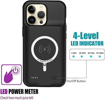 Battery Case for iPhone 14 Pro Max,Upgraded 12000mAh Rechargeable Portable Charging Case with Wireless Charging Compatible for iPhone 14 Pro Max (6.7inch) with Carplay Battery Pack Charger Case -Black