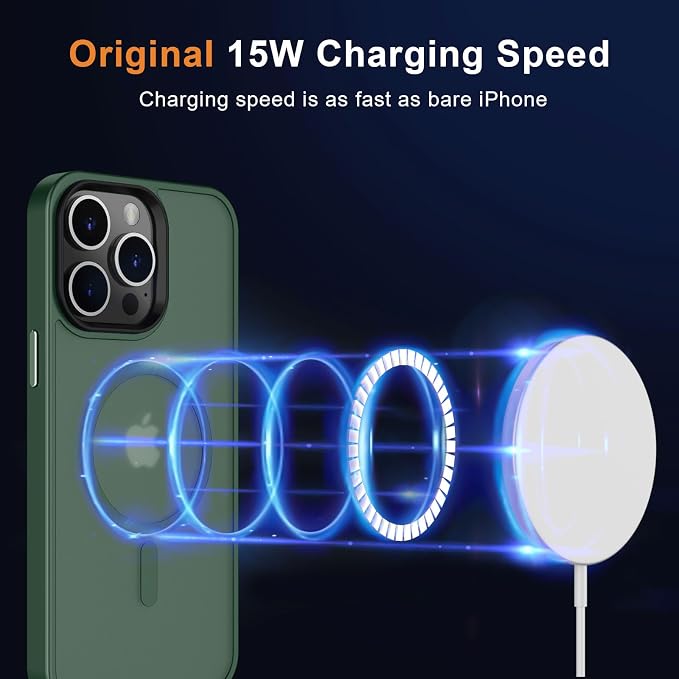 MOCCA Strong Magnetic for iPhone 13 Pro Max Case,[Compatible with Magsafe][Glass Screen Protector+Camera Lens Protector] Slim Thin Shockproof Cover Phone Case for iPhone 13 Pro Max 6.7",Midnight Green