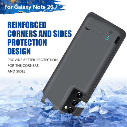 Sitong Upgraded Battery Case for Samsung Galaxy Note 20 5G, 6000mAh Rechargeable Extended Battery Charging Charger Case, Add 100% Extra Juice (6.7 Inches) Black