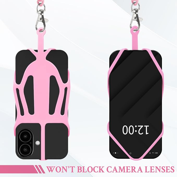 HOTEMIA Silicone Phone Lanyard Holder with Carabiner, Universal Phone Strap,Anti-Theft Phone Case with retractable tether