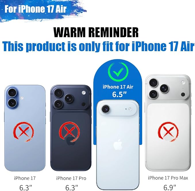 Battery Case for iPhone 17 Air, 6000mAh Rechargeable Extended Battery Charging/Charger Case, Add 100% Extra Juice (6.5 Inches) Black