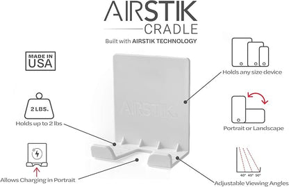 AIRSTIK Cell Phone Holder for Glass Shower, Mirror & Window | Suction Mount Universal Modular New Removable Back Plate | Reusable Waterproof for Bathroom, Kitchen, Dorm, Gym Made in USA (Black)