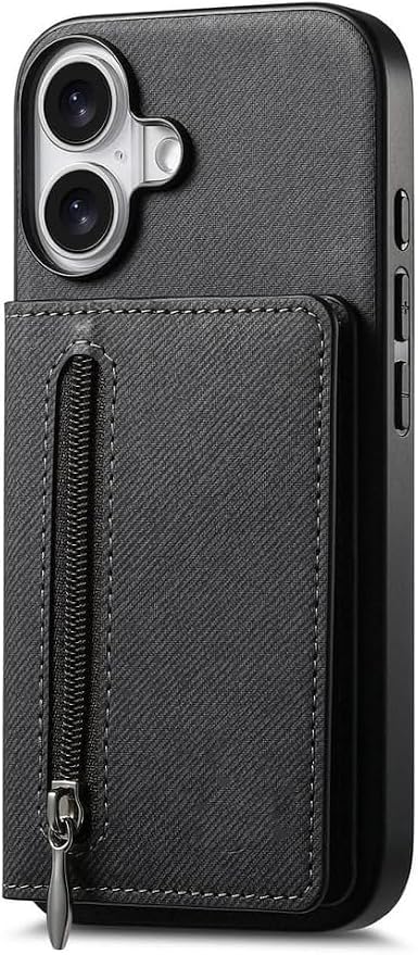 Wallet Case for iPhone 17Pro Max/17/17Pro/17Air, Zipper RFID Blocking Magnetic Closure Cover Card Holder PU Leather (iPhone 17 ProMax,Black)