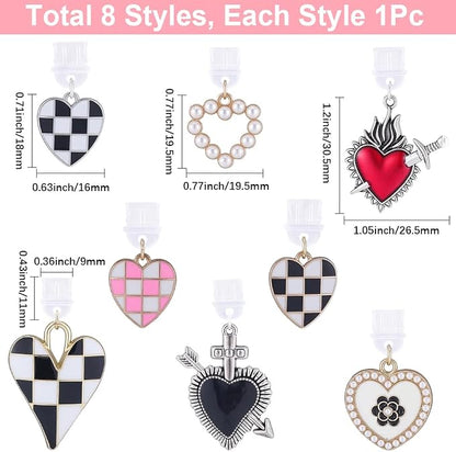 8Pcs Charms for E-Reader 8 Styles Heart Dust Plug Charm Compatible with Type C Charging Port Kindle Phone Accessories Gift for Book Lover Readers Men Women Halloween
