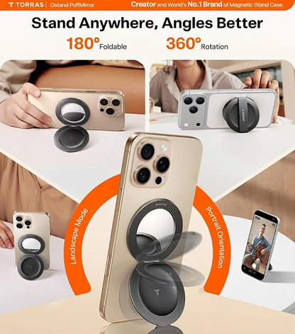 TORRAS Magnetic Phone Grip Ring Stand Holder, Comfortable Silicone Ring, Compatible with MagSafe Accessories 4-in-1 Kickstand for iPhone 17 Pro Max 16 15 14 13 Android, Black