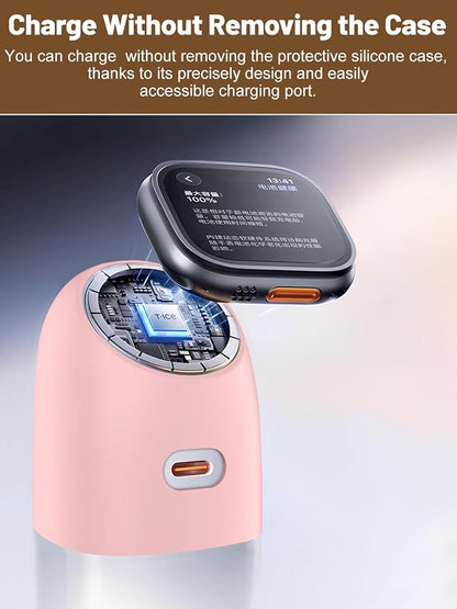 Silicone Protective Case for TORRAS Ostand 45W USB-C Charger, Full-Body Protective Cover with Precise Cutouts, Shockproof Dustproof Charging Protector Sleeve & Scratch-Resistant Sleeve (Pink)