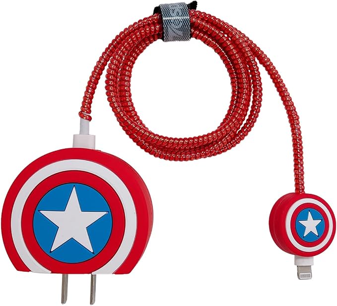3D Cute Cartoon Charger Protector Case - Compatible for Apple 20W USB-C Power Adapter and Lightning Cable, No.17(4 in1)