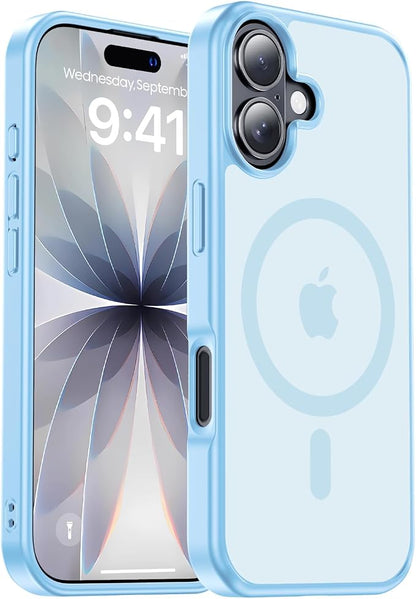 Strong Magnetic for iPhone 17 case [10Ft Military-Grade Protection] Compatible with fit MagSafe Shockproof Slim Thin Cover case for iPhone 17 6.3 inch, Light Blue