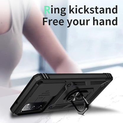 Weycolor for Samsung Galaxy S20 FE 5G Case with Camera Lens Cover, HD Screen Protector, 10 FT Military Grade Drop Protection, Magnetic Ring Holder Kickstand Protective Phone Case, Black