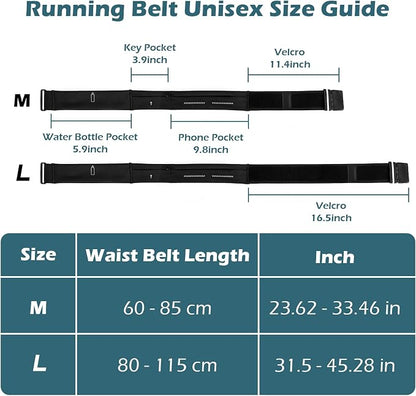 Lsnisni Slim Running Belt for Men and Women, Running Waist Pack with Water Bottle & Towel, Multi Pocket Fanny Pack - Phone Holder, Adjustable for Running, Climbing - Large