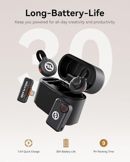 Hollyland Lark M2S Mini Combo (Camera RX+Type-C RX) Wireless Microphone for Camera/iPhone/Android/Laptop, 7g Lightweight, Titanium Clip, 300m Range, Content Creators, Online-Teaching, Streaming