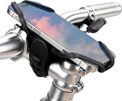 ROCKBROS Bike Cell Phone Mount for Stem 4-7 Inch, Scratch-Free Silicone Cycling Phone Holder (Black - Stem)