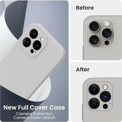 FireNova Designed for iPhone 15 Pro Max Case, Silicone Upgraded [Camera Protection] Phone Case, Soft Anti-Scratch Microfiber Lining Inside, 6.7 inch, Natural Titanium