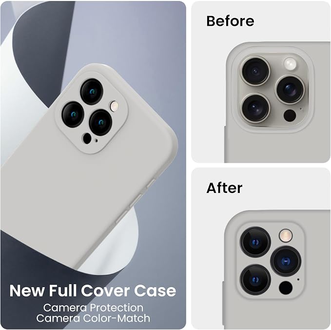 FireNova Designed for iPhone 16 Pro Case, Silicone Upgraded [Camera Protection] Phone Case, Soft Anti-Scratch Microfiber Lining Inside, 2024, Natural Titanium