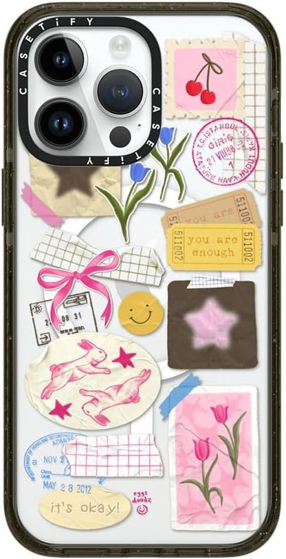 CASETiFY Impact iPhone 14 Pro Max Case [4X Military Grade Drop Tested / 8.2ft Drop Protection/Compatible with Magsafe] - You are Stars Collage - Clear Black